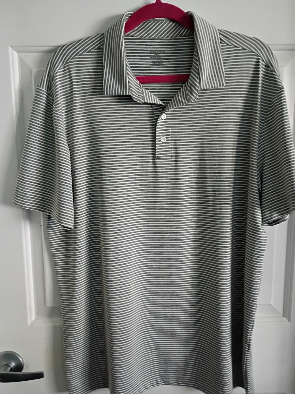 Men's Striped Golf  Polo Shirt in Gray and White